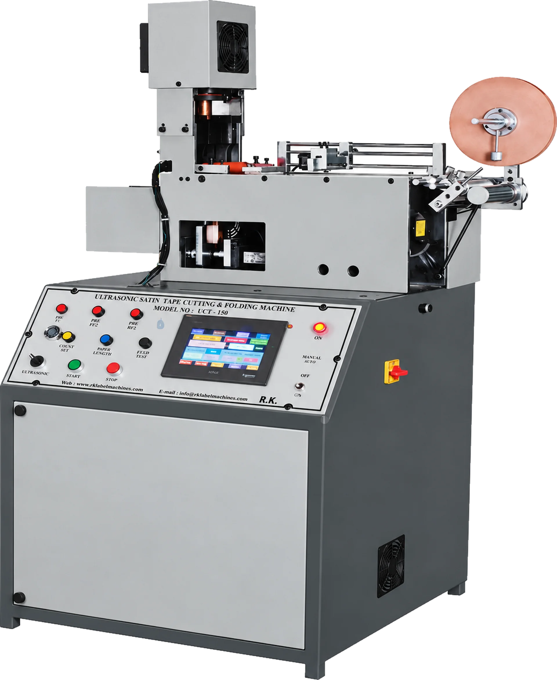 RK USC Ultrasonic Garment Tape Label Cutting and Creasing Machine